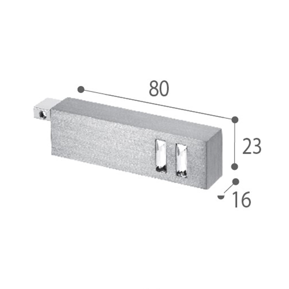 Scaglioni Binario alluminio per montaggio tende 23 x 16 mm art. MESENZIO con terminali con inserti SWAROVSKI
