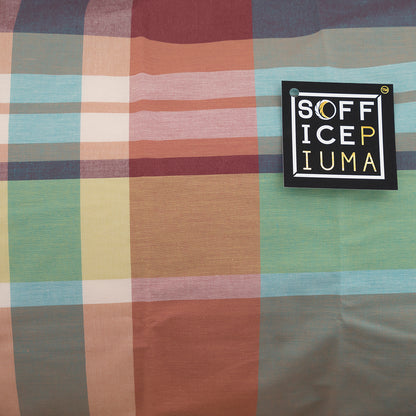 sofficepiuma tessitura randi completo letto lenzuolo copripiumino tartan quadri dakota azzurro