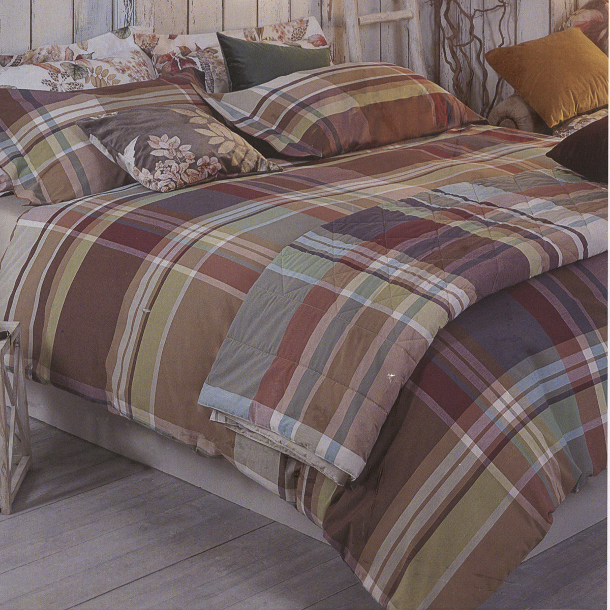 sofficepiuma tessitura randi completo letto lenzuolo copripiumino tartan quadri dakota